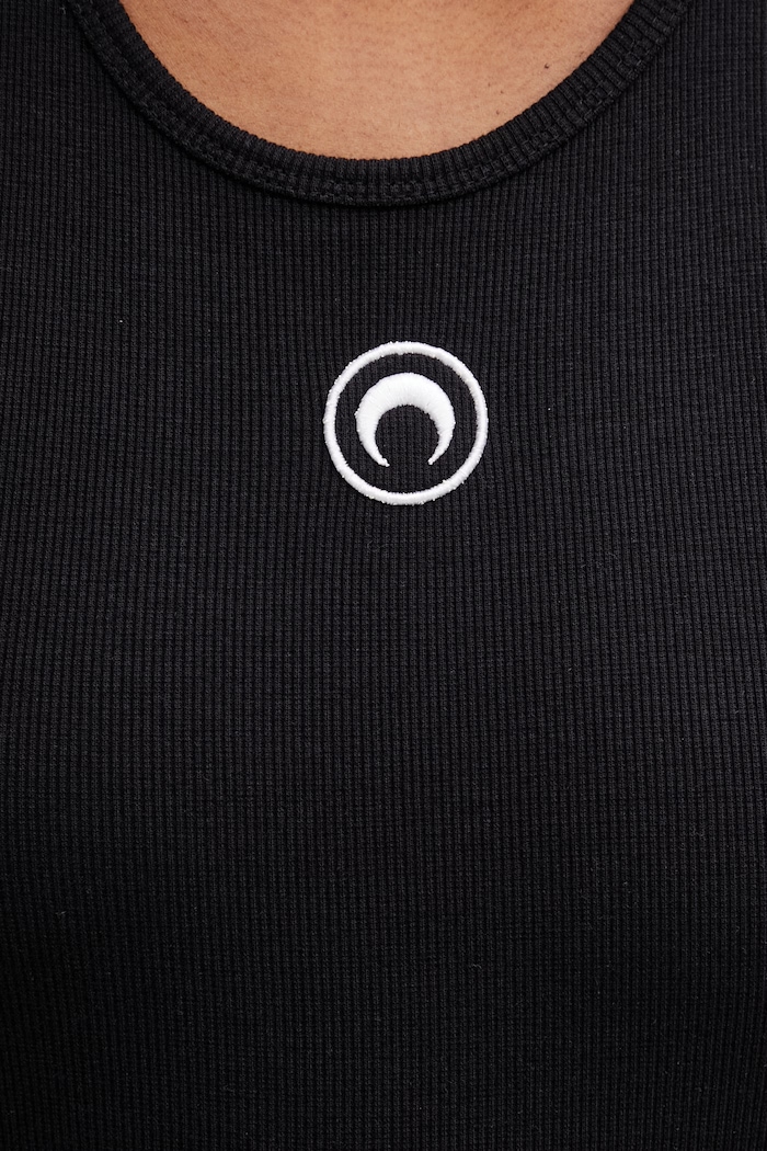 Marine Serre Moon Logo top z bawełną damski czarny WTT014ACJER0011