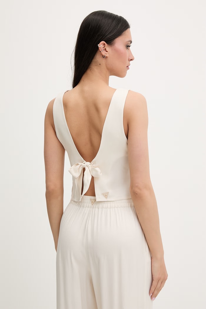 Oblečenie Guess dámsky plážový top ZOE E6GH05.WP232 béžová