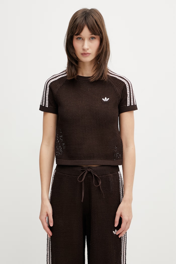 adidas Originals футболка ажурна жіноча коричневий KC6480