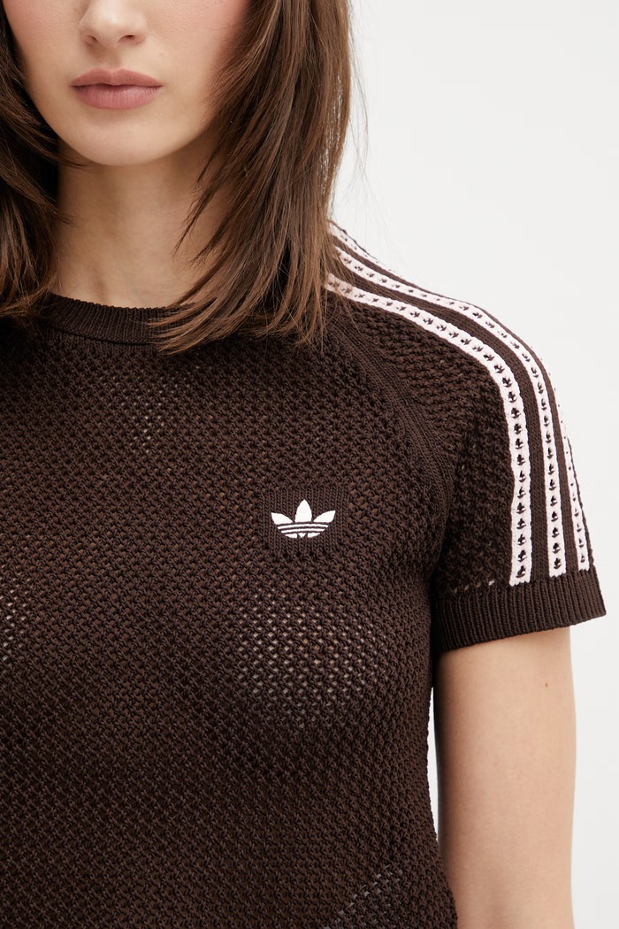 adidas Originals футболка ажурна жіноча коричневий KC6480