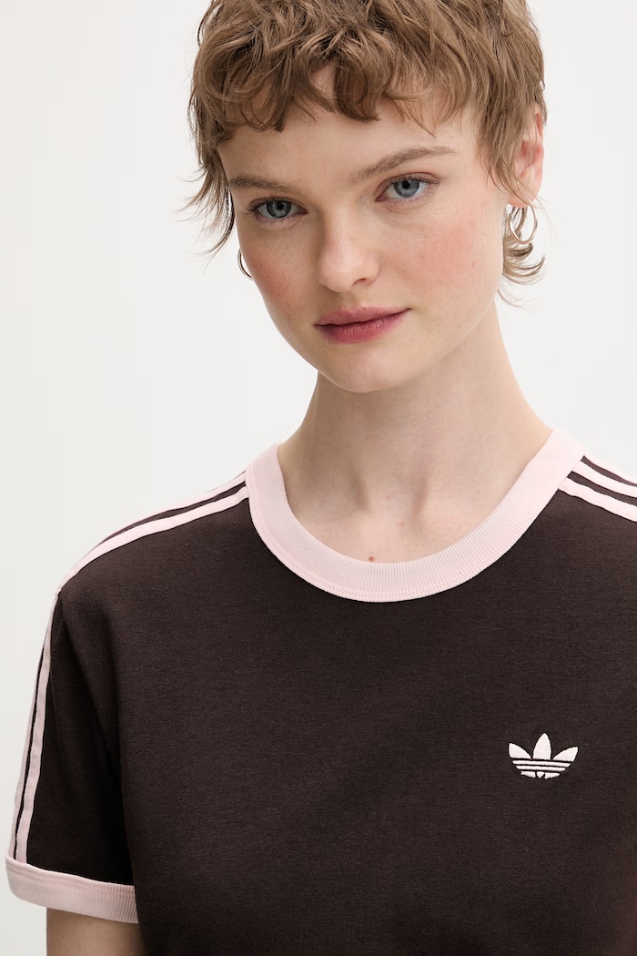 adidas Originals tričko dámske bavlnené s elastanom hnedá KC9017