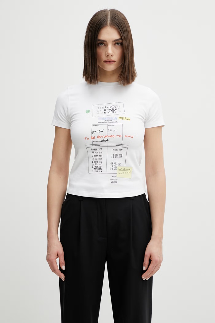 Tričko MM6 Maison Margiela potlač biela S52GC0360.M20185.100