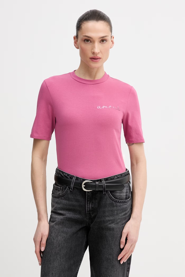 Футболка United Colors of Benetton з еластаном рожевий 3ECMD10C6