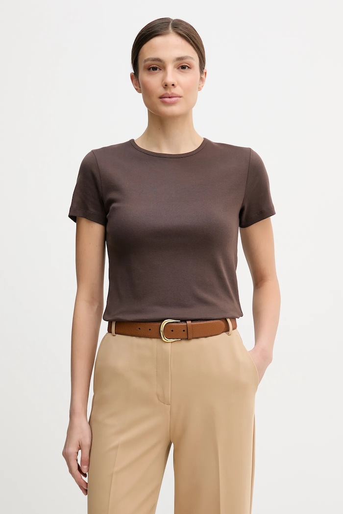 United Colors of Benetton t-shirt bawełniany bawełna brązowy 3GA8D10BX