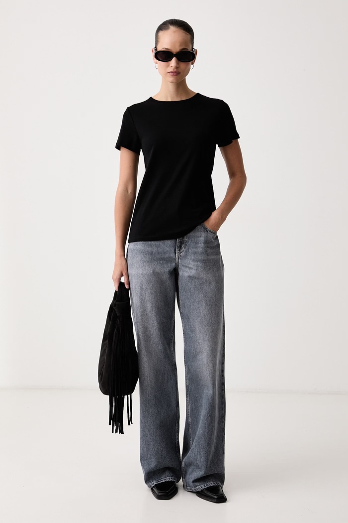 United Colors of Benetton T-shirt γυναικείο βαμβακερό 3GA8D10BX μαύρο SS26