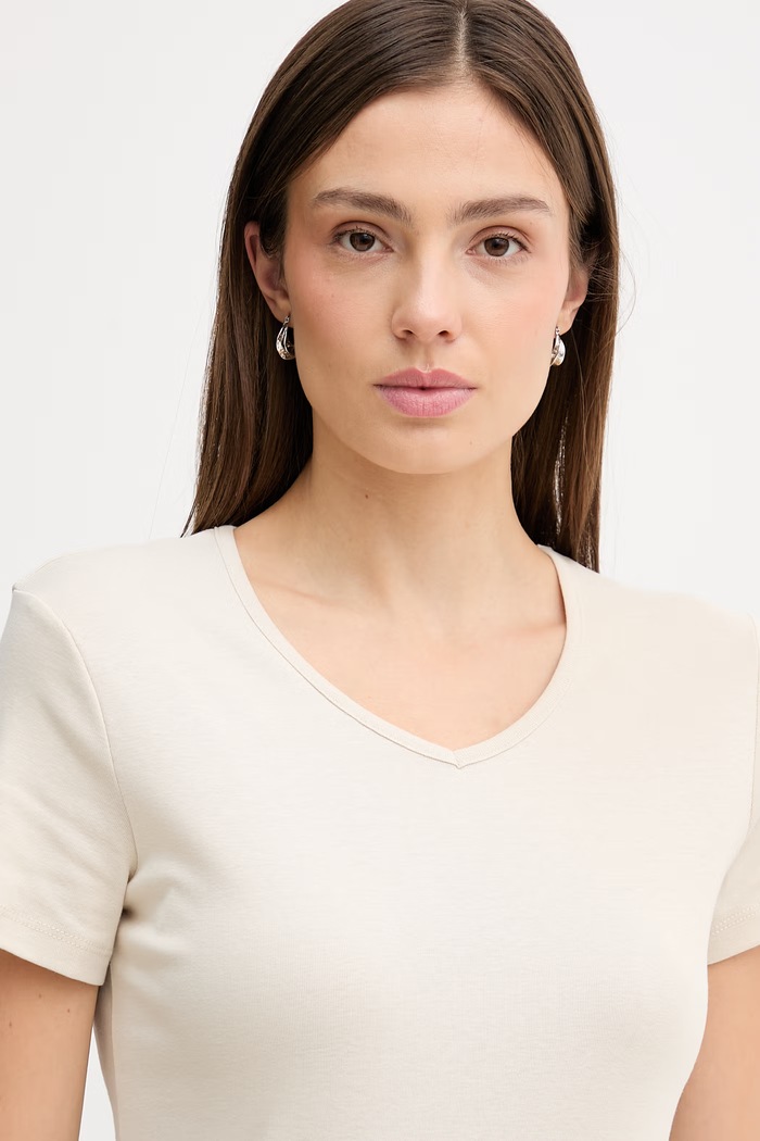 Βαμβακερό μπλουζάκι United Colors of Benetton μπεζ 3GA8D4029