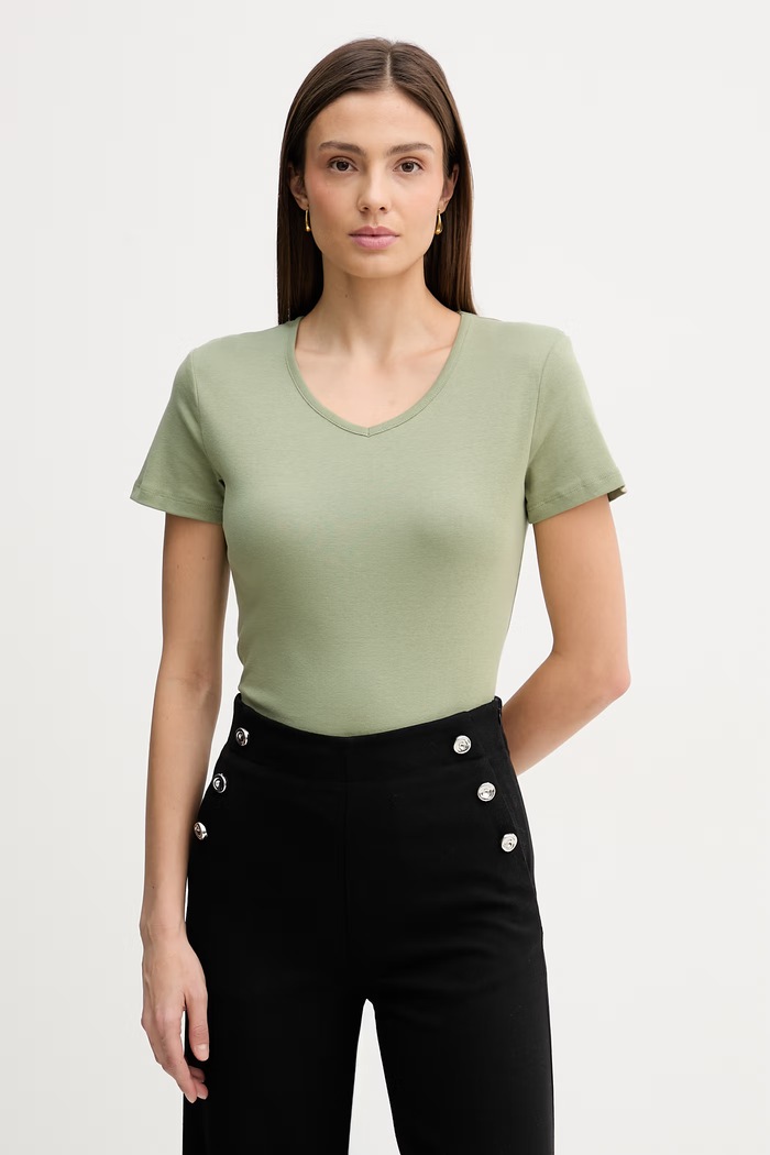 Βαμβακερό μπλουζάκι United Colors of Benetton slim πράσινο 3GA8D4029