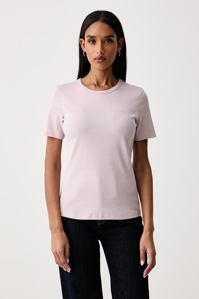 United Colors of Benetton T-shirt damski bawełniany różowy 3GA8E16A2