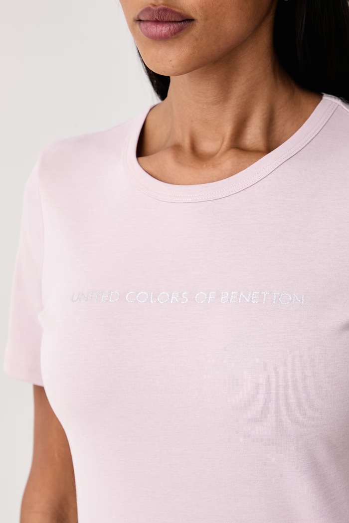 United Colors of Benetton T-shirt damski bawełniany 3GA8E16A2 różowy SS26