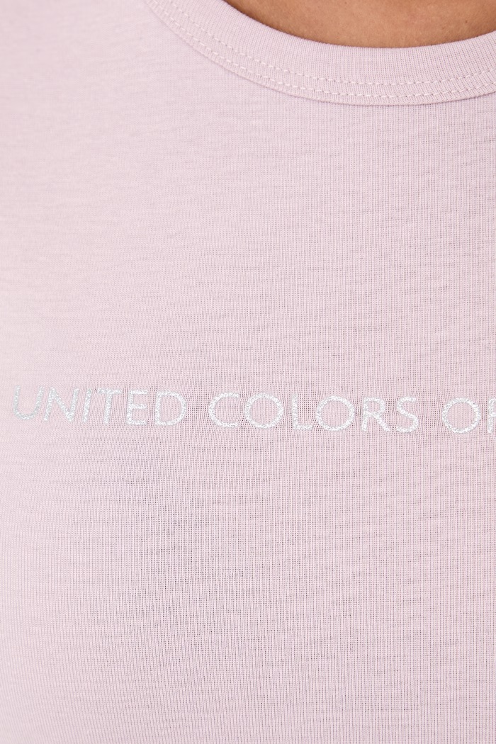T-shirt γυναικείο βαμβακερό United Colors of Benetton 3GA8E16A2 ροζ