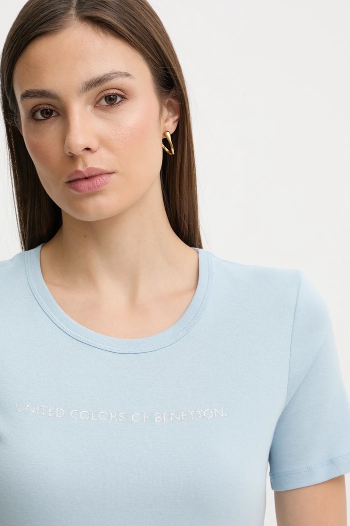 Бавовняна футболка United Colors of Benetton блакитний 3GA8E16A2