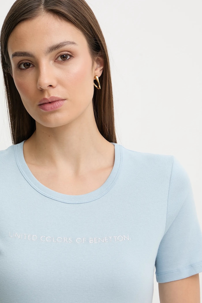 Бавовняна футболка United Colors of Benetton блакитний 3GA8E16A2