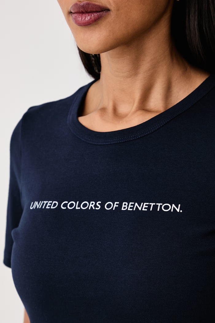 Odzież United Colors of Benetton T-shirt damski bawełniany 3GA8E16A2 granatowy