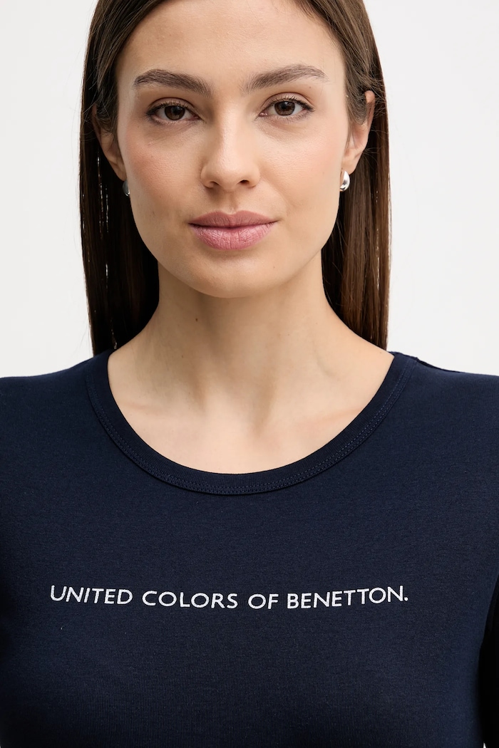 United Colors of Benetton t-shirt bawełniany granatowy 3GA8E16A2