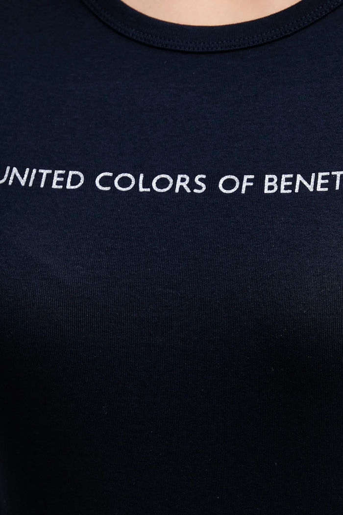 United Colors of Benetton t-shirt bawełniany 3GA8E16A2 granatowy