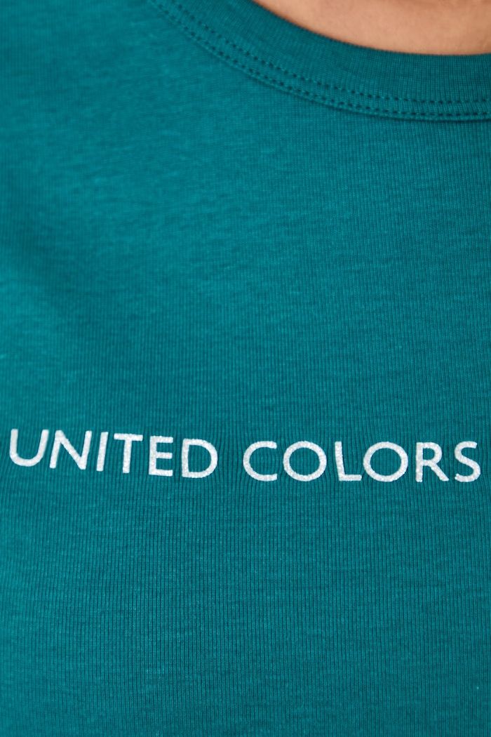 T-shirt γυναικείο βαμβακερό United Colors of Benetton 3GA8E16A2 τιρκουάζ