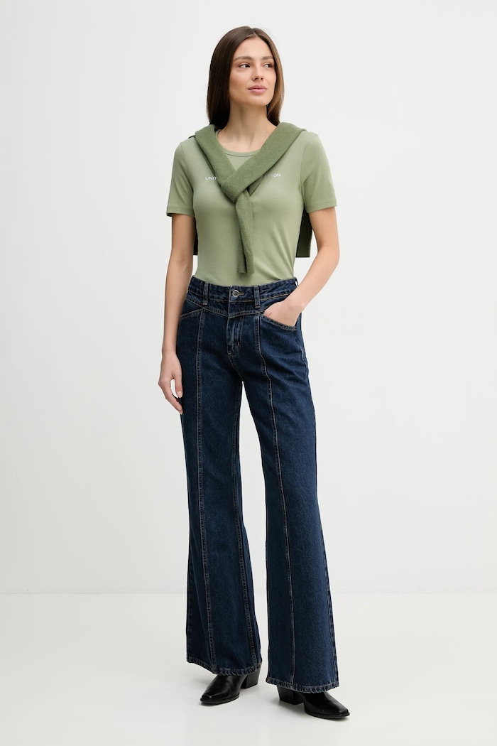 Βαμβακερό μπλουζάκι United Colors of Benetton 3GA8E16A2 πράσινο SS26