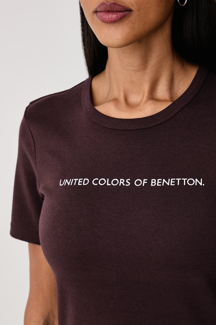 Дрехи United Colors of Benetton Тениска дамска от памук 3GA8E16A2 кафяв