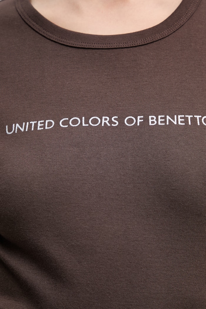 United Colors of Benetton t-shirt bawełniany 3GA8E16A2 brązowy