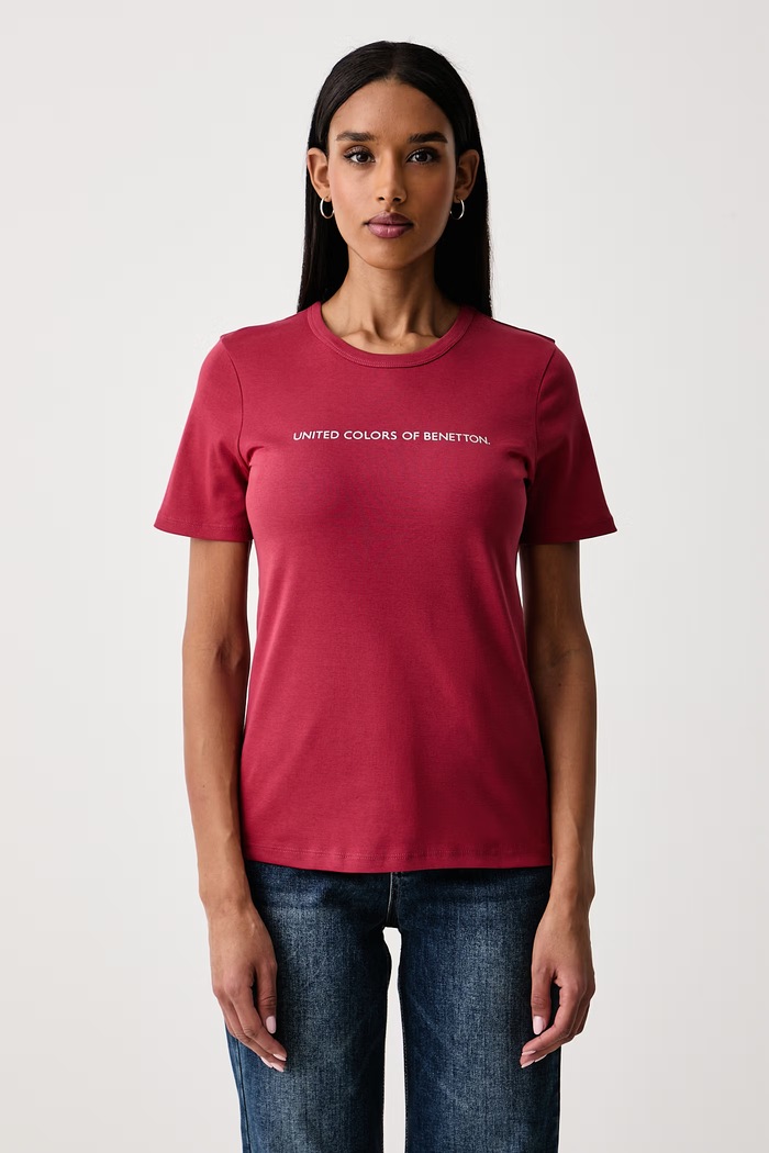 United Colors of Benetton T-shirt damski bawełniany czerwony 3GA8E16A2