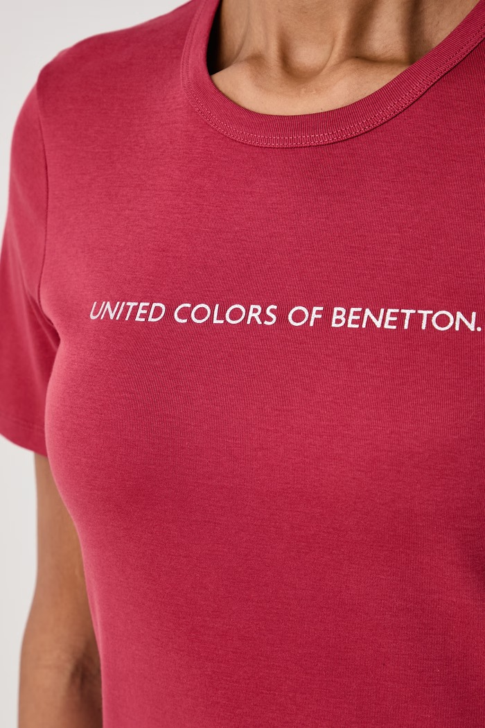 Odzież United Colors of Benetton T-shirt damski bawełniany 3GA8E16A2 czerwony