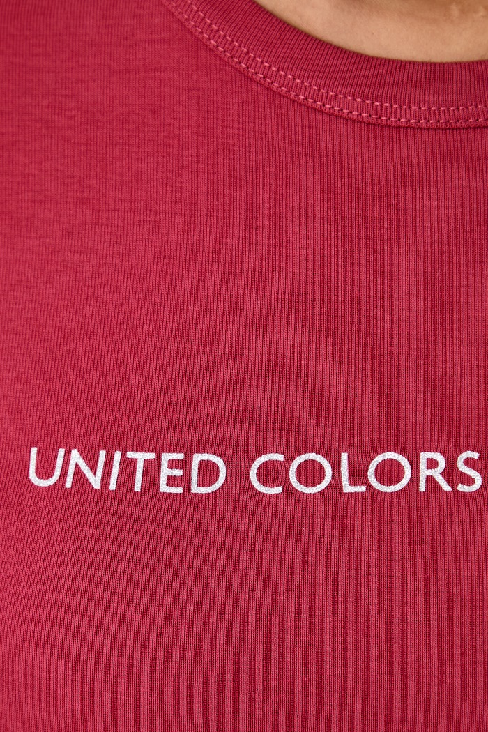 T-shirt γυναικείο βαμβακερό United Colors of Benetton 3GA8E16A2 κόκκινο
