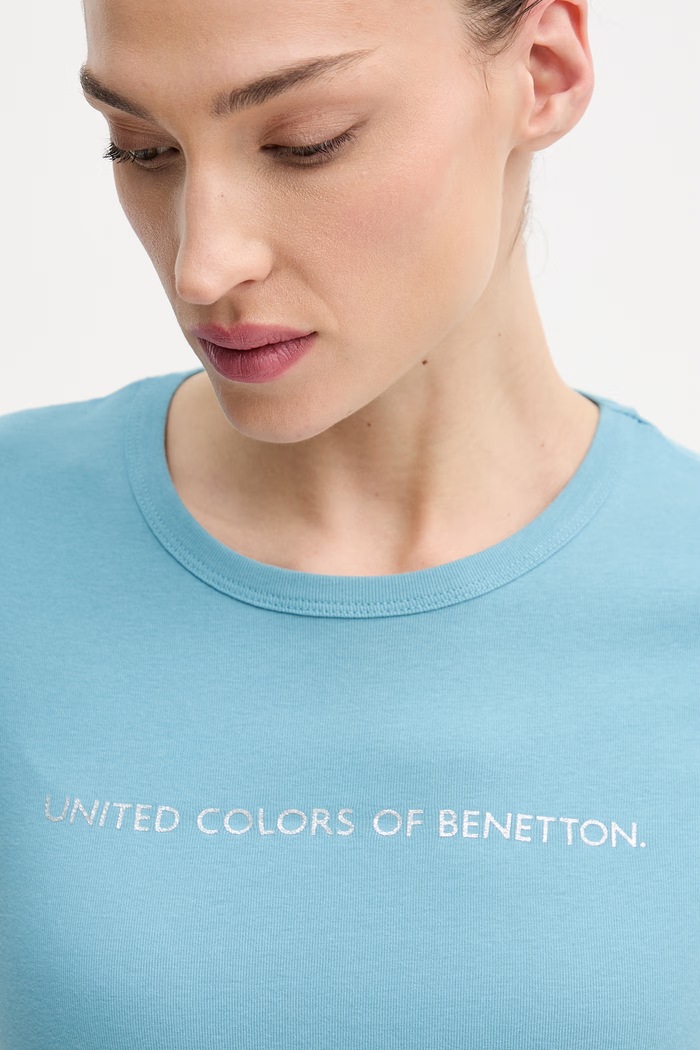 Бавовняна футболка United Colors of Benetton блакитний 3GA8E16A2