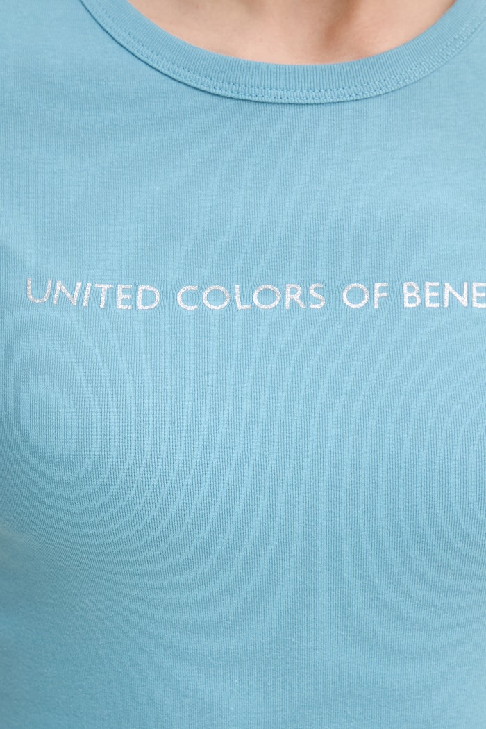 Бавовняна футболка United Colors of Benetton 3GA8E16A2 блакитний