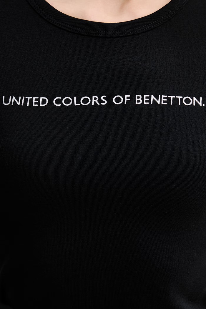 United Colors of Benetton t-shirt bawełniany 3GA8E16A2 czarny