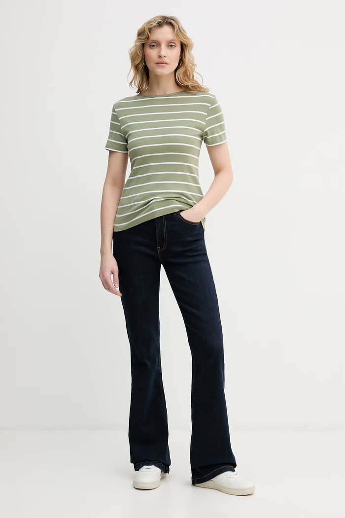 United Colors of Benetton dámske bavlnené tričko 339PD10BX zelená SS26