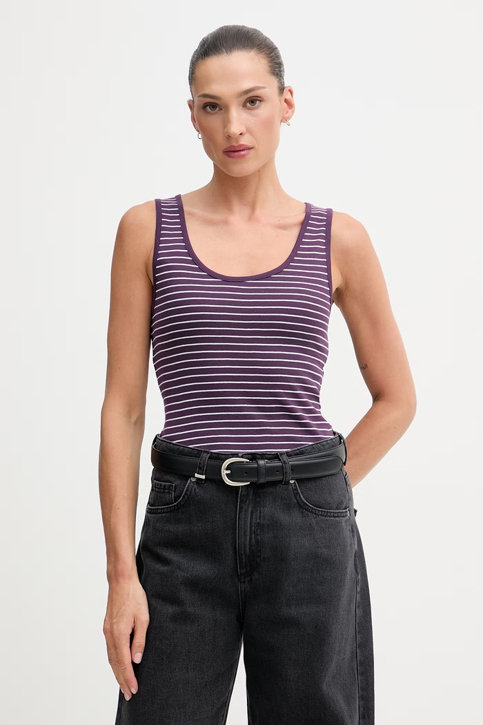 United Colors of Benetton top damski bawełniany fioletowy 339PDH018