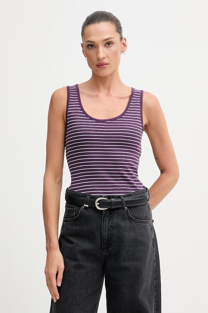 United Colors of Benetton top damski bawełniany fioletowy 339PDH018