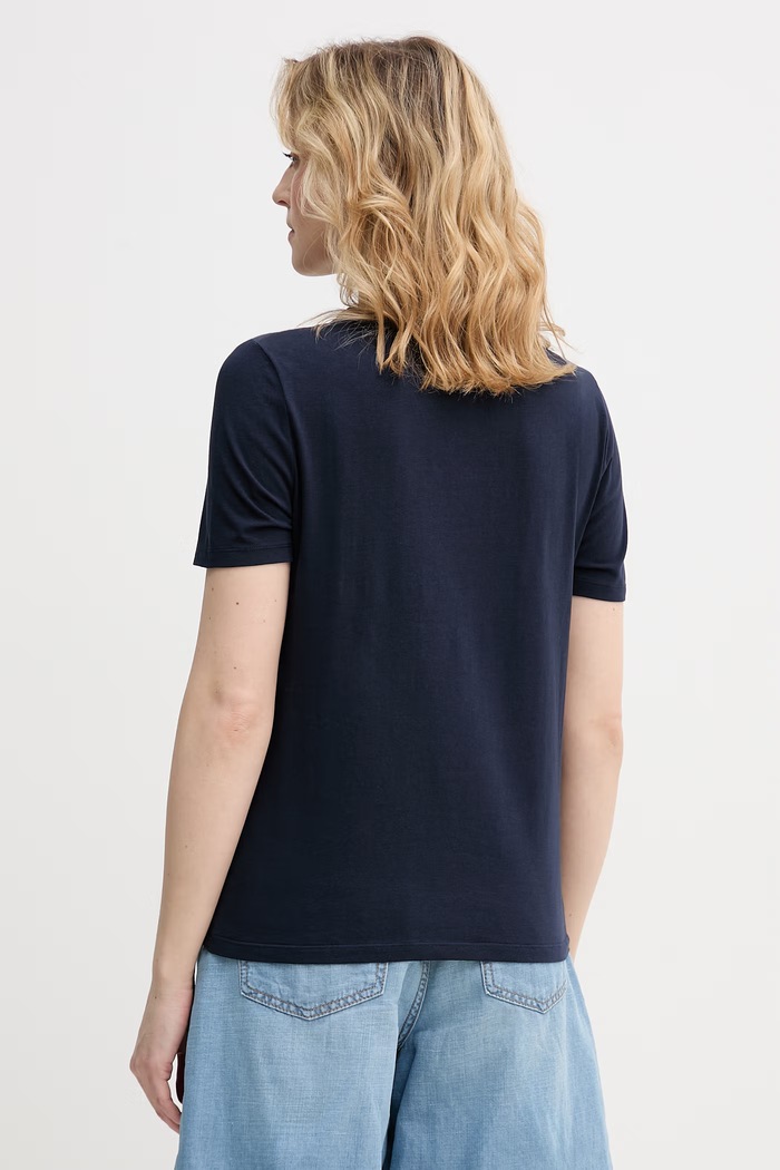 United Colors of Benetton dámske bavlnené tričko s elastanom 3ECMD10C7 tmavomodrá SS26