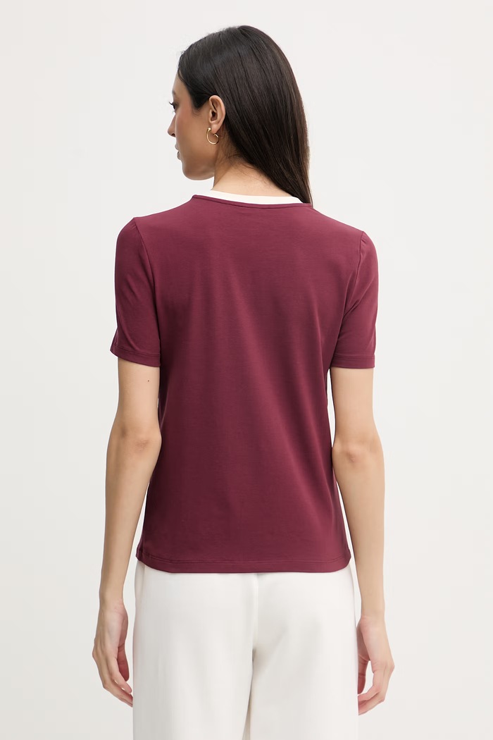 United Colors of Benetton t-shirt damski bawełniany z elastanem 3ECMD10C7 bordowy SS26