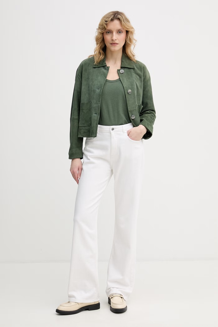 United Colors of Benetton Top dámsky bavlnený 3BVXDH01A zelená SS26