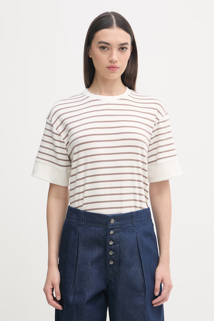 United Colors of Benetton t-shirt damski z bawełną brązowy 3FLCD10CG