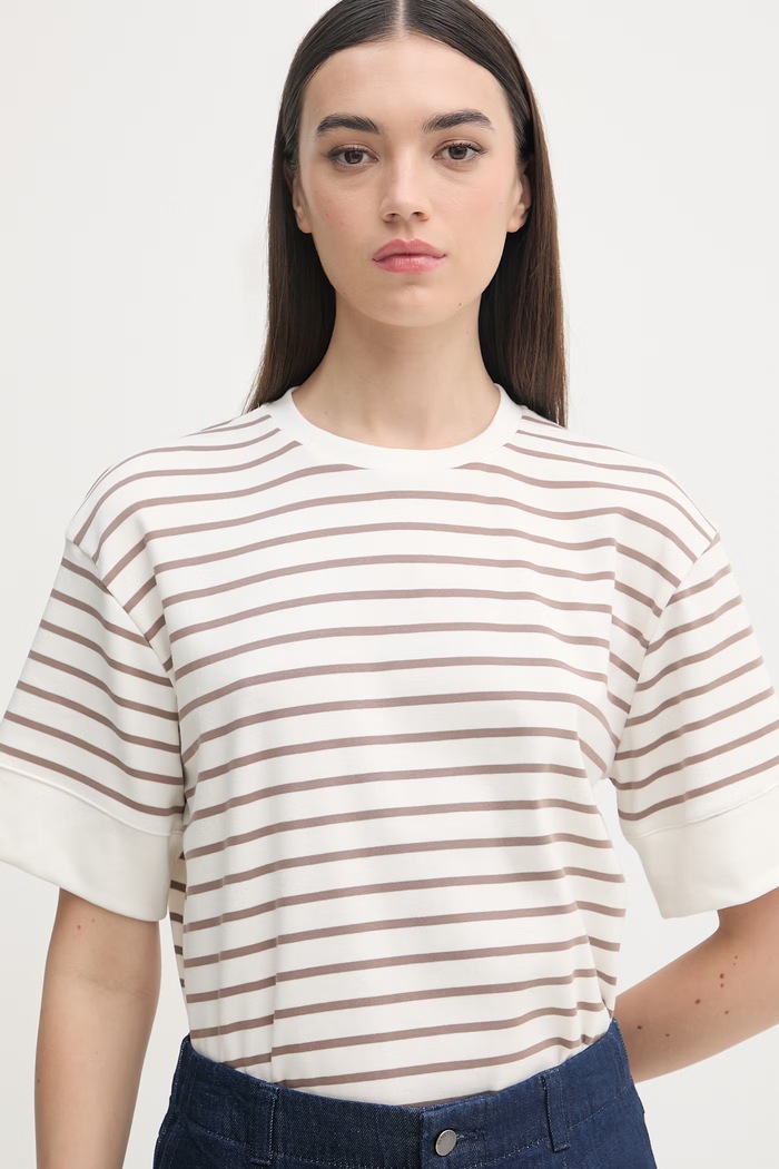 United Colors of Benetton t-shirt damski z bawełną brązowy 3FLCD10CG