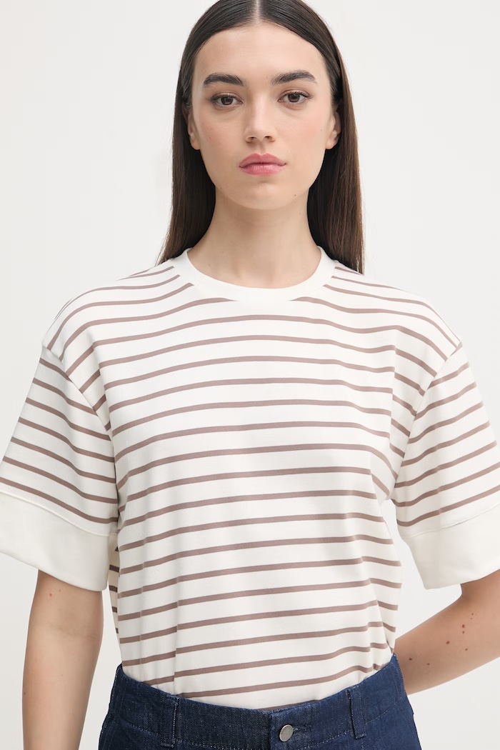 United Colors of Benetton t-shirt damski z bawełną brązowy 3FLCD10CG