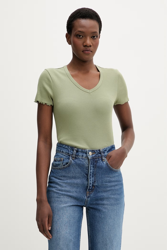 United Colors of Benetton t-shirt damski z bawełną zielony 3O4YD4028