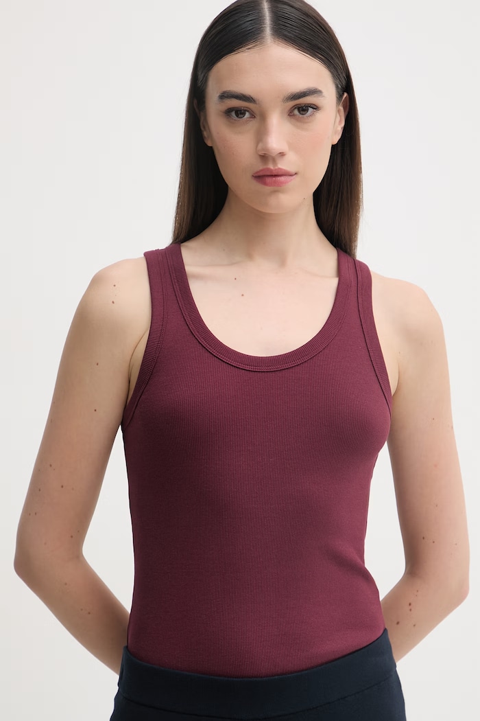 United Colors of Benetton top pentru femei, din bumbac cu elastan burgundia 3O4YDH01B