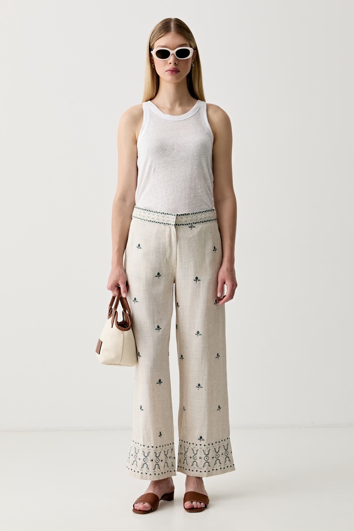 United Colors of Benetton top damski lniany 3TKEEH001 biały SS26