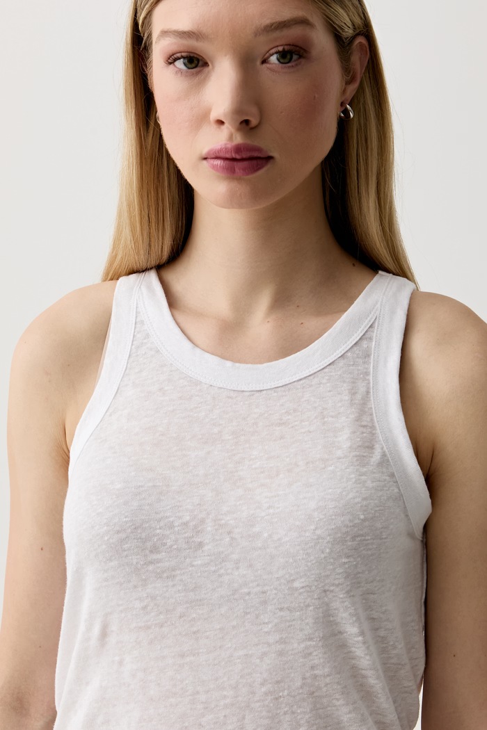 United Colors of Benetton top damski lniany biały 3TKEEH001