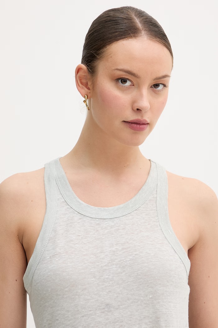 United Colors of Benetton top damski lniany zielony 3TKEEH001
