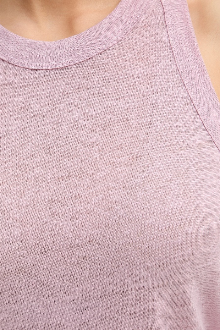 United Colors of Benetton top damski lniany 3TKEEH001 różowy