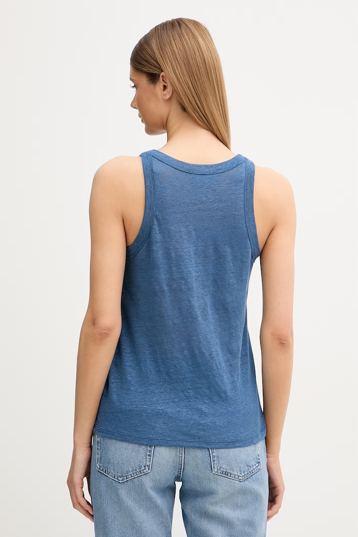 Odzież United Colors of Benetton top damski lniany 3TKEEH001 niebieski