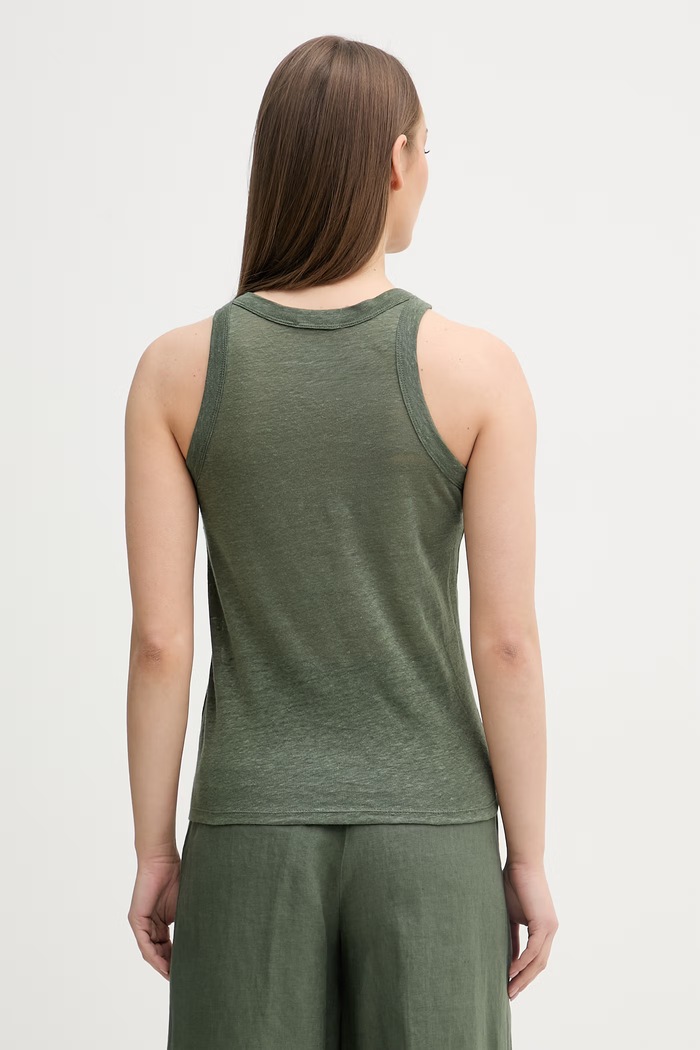 Odzież United Colors of Benetton top damski lniany 3TKEEH001 zielony