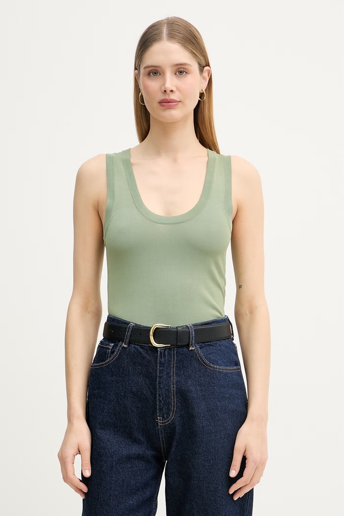 United Colors of Benetton top pentru femei, cu vâscoză verde 198XDH01I