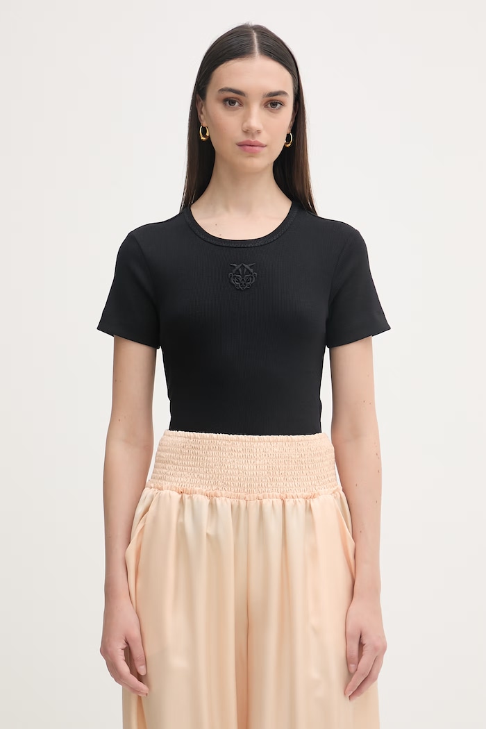 Pinko tricou pentru femei, din bumbac cu elastan negru 106815.A3AL