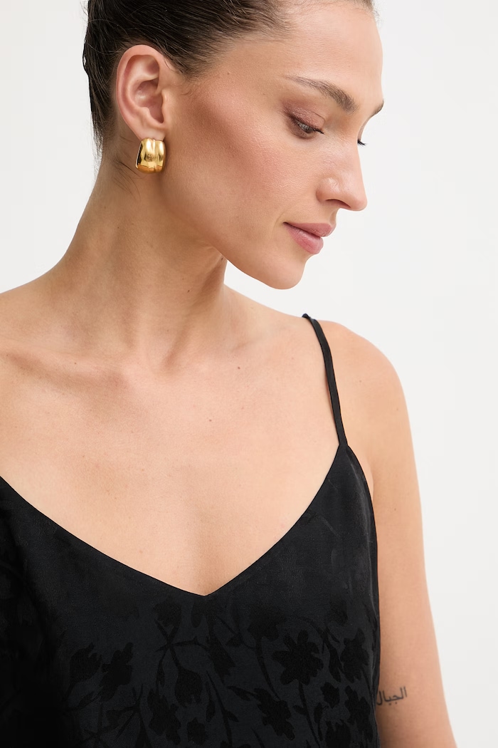Pinko bluzka na ramiączkach damska z modalem czarny 106869.A3AN