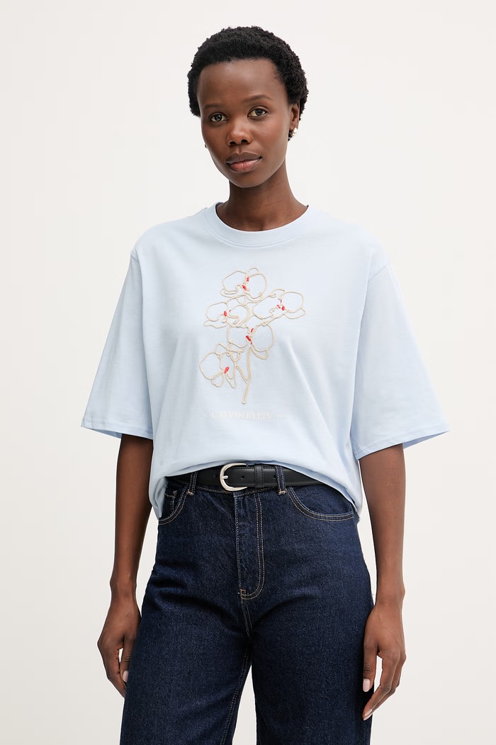 Calvin Klein Jeans tričko dámske bavlnené modrá LV047F804G